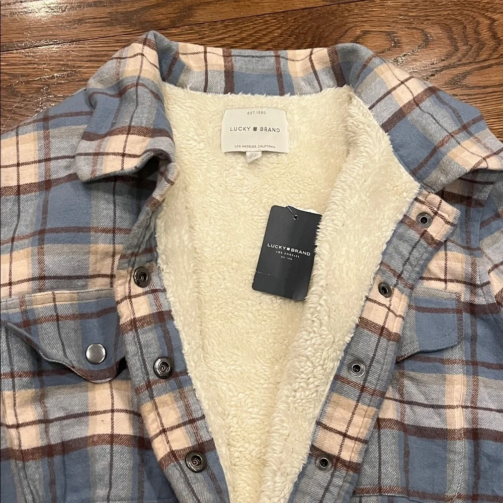 Lucky Brand Blue and Cream Checkered Jacket NWT